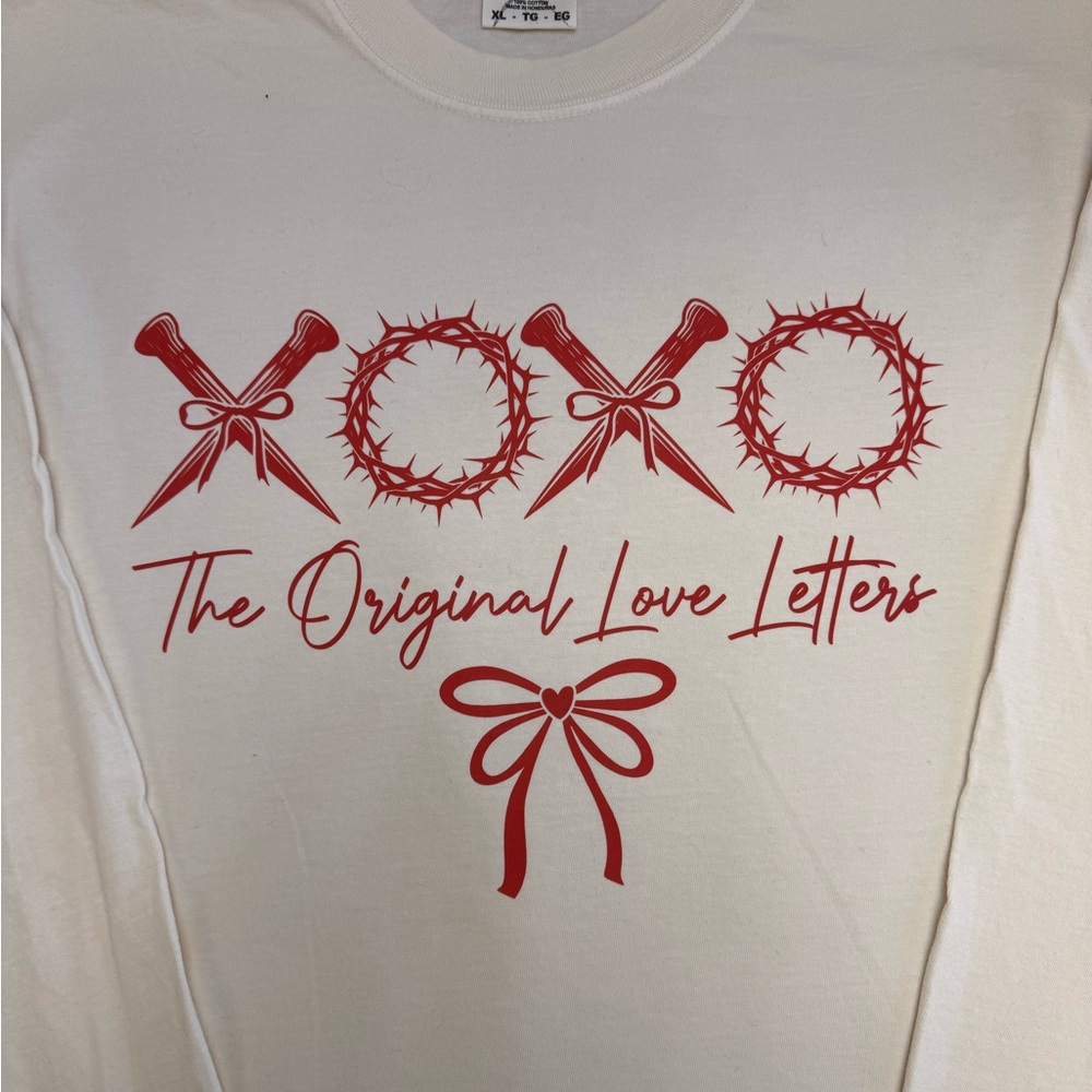 Comfort Colors Beige Long Sleeve Tee with Red Graphic